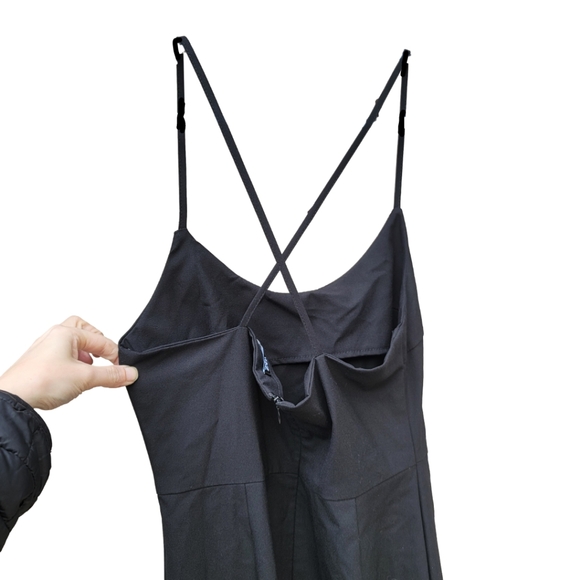NWT Zara Cross Strap Black Sheath Midi Dress - Picture 7 of 13